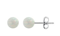 White Opal 5mm Ball Earrings