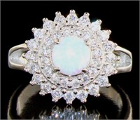 Gorgeous White Opal & Sapphire Cocktail Ring