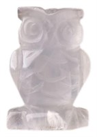 Natural Carved White Quartz Stone Owl Ornament