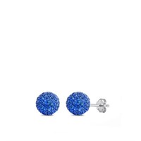 Blue Sapphire 8mm Swarovski Earrings