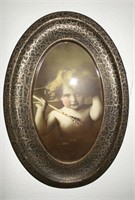 3 antique cupid with bow sleeping/awake prints
