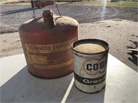 Galvanized gas can and Coop grease
