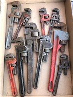 Various size pipe wrenches