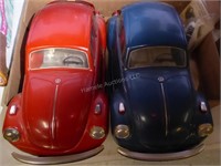 2 vintage VW sealed Jim Beam decanters & spouts