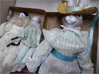Rabbit & clown dolls - 2 boxes