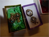 Coach earrings, Gorham necklace & rhinestone jewel