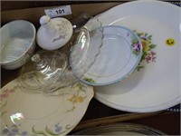 2 boxes platters, plates & other