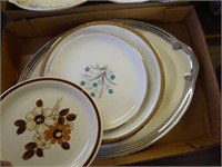 2 boxes platters, plates & other