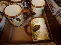 4 Tina Higgins mugs & stand - new & 4 other mugs