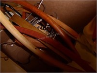 4 boxes textiles & wood hangers & shoe forms