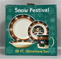 Snow Festival 16 Pc. Dinnerware Set *NIB