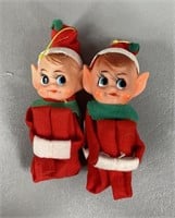 Two Vintage Sakai Christmas Elf Ornaments