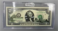 Uncirculated $2 Bill w/State History Georgia