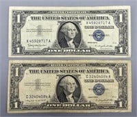 Two 1957 Silver Certificate Dollars