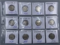 Twelve Various Dates Buffalo Nickel Coins