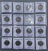 Sixteen Various Dates Buffalo Nickel Coins