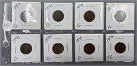 Eight Various Dates Indian Head Cent Coins