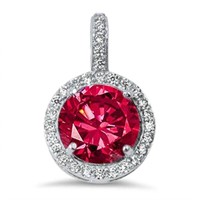 Halo Style Round Cut 1.00ct Ruby Pendant