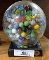 GLASS BALL FULL OF MARBLES / 7" TALL
