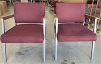 (2X)  Mid Century Arm Chairs with Chrome Bases