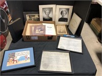 (2 boxes) Vintage pictures, music books,