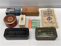 Selection Vintage Sewing Machine Tins with