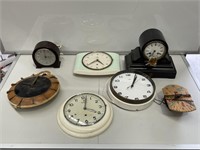 Selection Vintage Clocks inc Marble Mantle (none