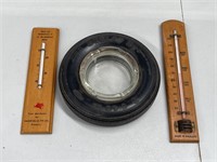 2 x Vintage Thermometers inc MOBIL and Dunlop