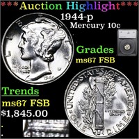 ***Auction Highlight*** 1944-p Mercury Dime 10c Gr