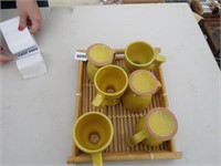 Set of 6 Gold Frankoma Mugs w/Tray