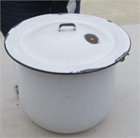 Vintage Enamel White Pot