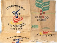 4 Burlap Coffee Bags - Costa Rica & Brasil