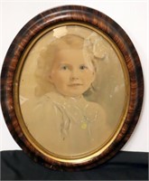 Antique Oval Photo of Young Girl - Curved Glass