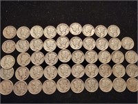 50 Mercury silver dimes