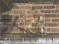 Hand Drill & Vintage Lamp