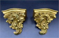 Acanthus Carved Gilt Wood Bracket Shelves