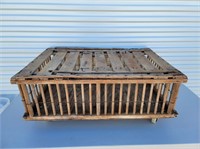 Primitive Wood & Wire Poultry Crate w/ Casters