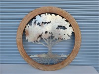 Laser Cut 34" Metal & Wood Tree Wall Hanging