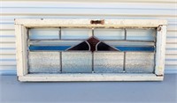 White Wood Framed Stained Glass Transom Window