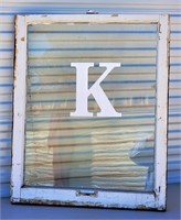 White Painted Window w/ Stylized Letter "K"