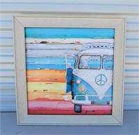 Framed Volkswagon Van Painted Print