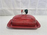 World Market Brand Ceramic Rooster Butter Dish