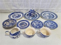 Mixed Lot Vintage Blue Dinner Willow Ware - Japan
