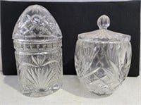 Two Small Cut Glass Candy Jars & Lids