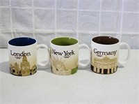 Set of Three Large Starbucks Coffee Mugs