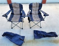Two Large Folding Outdoor Chairs & Carry Bags
