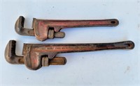 Two Rigid USA Straight Pipe Wrenches 14" & 18"