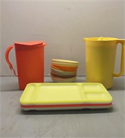 Tupperware lot - bowls, trays and cool aid