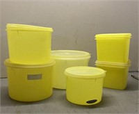 Tupperware storage containers yellow plastic- set