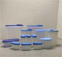 Tupperware set of storage containers - blue lids